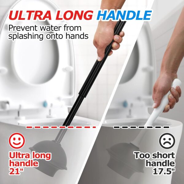 2 in 1 Toilet Plunger and Brush Set，Extended Handle Plunger，Toilet Bowl Brush Plunger Set,Bathroom Cleaning Tools ，Toilet Brush Plunger Combo，Cleaning Brush，Bathroom Cleaning Supplies - Image 2