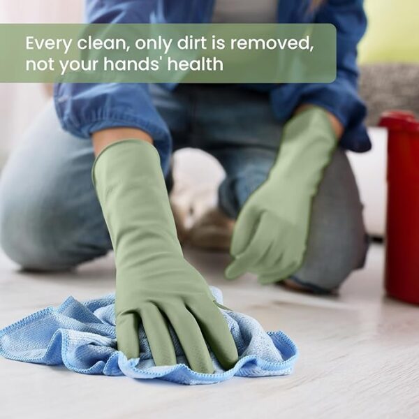 Rubber Cleaning Gloves for Dishwashing, 4 Pairs Reusable Kitchen Gloves for Washing Dishes and Household Cleaning, Colorful Dish Gloves with Flocked Lining and Non-Slip Grip, Pefect for Woman Men - L - Image 5