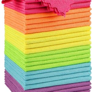 Orighty Microfiber Cleaning Cloths 12x12 inch, Pack of 24, Highly Absorbent Cleaning Supplies, Lint Free Cloths for Multiple-use, Powerful Clean Rags for House, Kitchen, Car Care (Multi-Color)