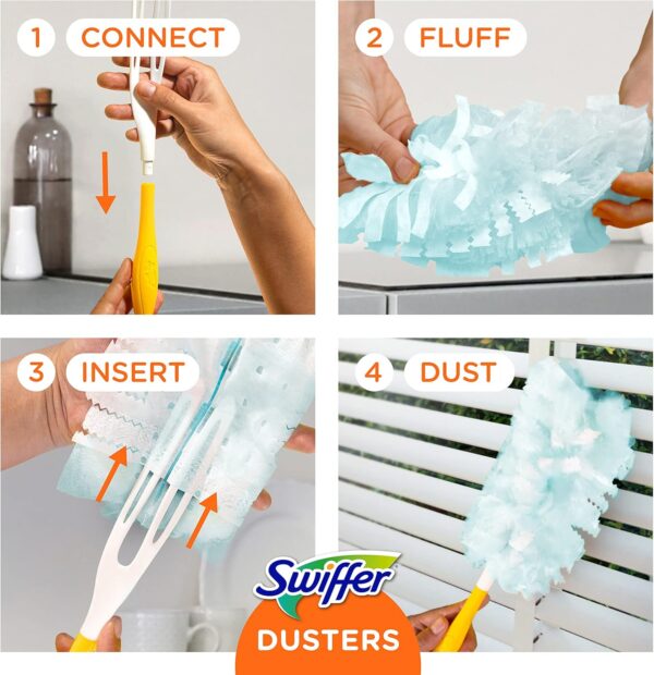 Swiffer Dusters Refill for Cleaning, Made by SWIFFER, Feather & Microfiber Duster Disposable Alternative, for Dusting Furniture, Blinds, Ceiling Fans, Walls, Helps Remove Allergens, Unscented, 18ct​ - Image 4