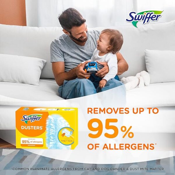 Swiffer Dusters Refill for Cleaning, Made by SWIFFER, Feather & Microfiber Duster Disposable Alternative, for Dusting Furniture, Blinds, Ceiling Fans, Walls, Helps Remove Allergens, Unscented, 18ct​ - Image 3