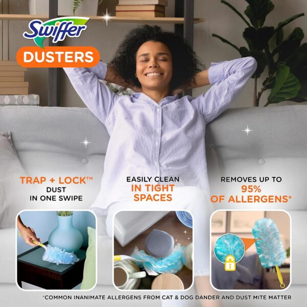 Swiffer Dusters Refill for Cleaning, Made by SWIFFER, Feather & Microfiber Duster Disposable Alternative, for Dusting Furniture, Blinds, Ceiling Fans, Walls, Helps Remove Allergens, Unscented, 18ct​ - Image 2