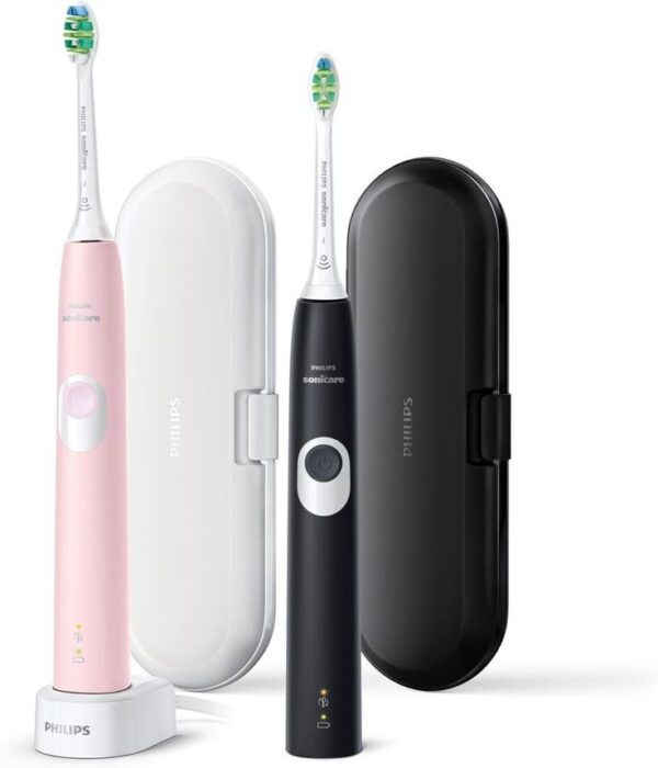 (Pack of 2) PHILIPS Sonicare 1100 Power Toothbrush, Rechargeable Electric Toothbrush, White Grey HX3641/02