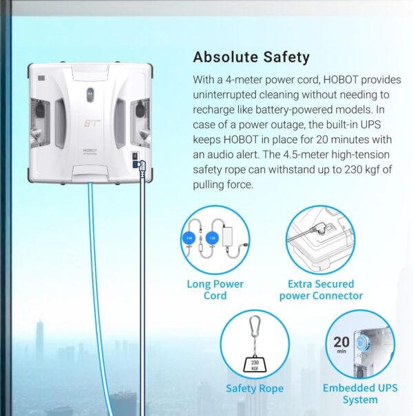 HOBOT S7 Pro Dual Mop Polish Hand Wiping Tec Window Cleaning Robot, 15nm Dual Ultrasonic Spray, 4800Pa Suction, App & Remote Control | for... - Image 9