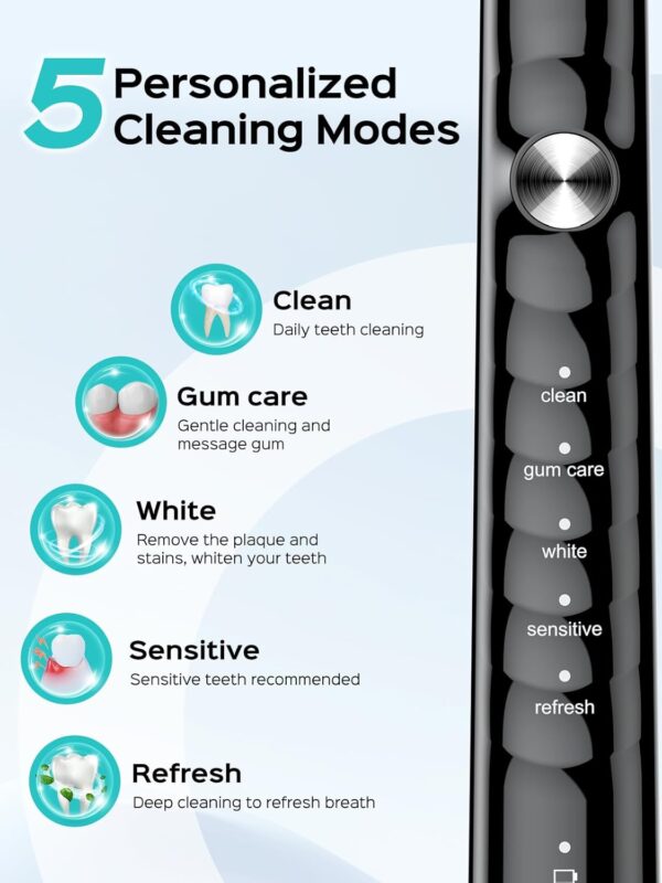 COSLUS Electric Toothbrush for Adults and Teen: Wireless Rechargeable Tooth Brush - Image 7